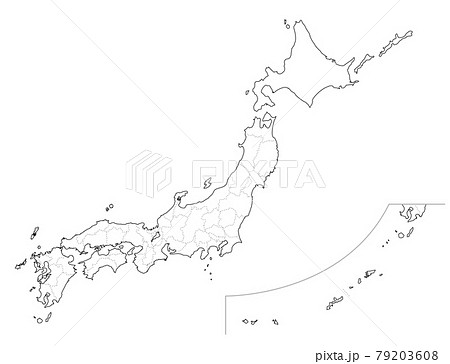 日本地図 地図 日本 白地図のイラスト素材