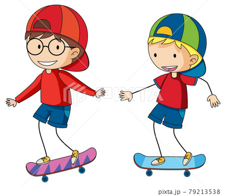 スケボー スケートボード 女子 かわいいのイラスト素材