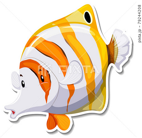 Teardrop Butterflyfish Sea Animal Stickerのイラスト素材