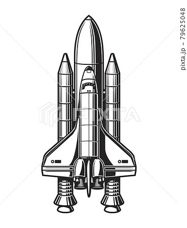 ロケット 宇宙 モノクロ 飛ぶのイラスト素材