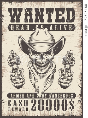 西部劇 Wanted 思った ポスターのイラスト素材