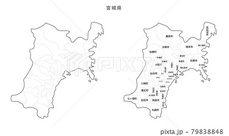 宮城県地図のイラスト素材