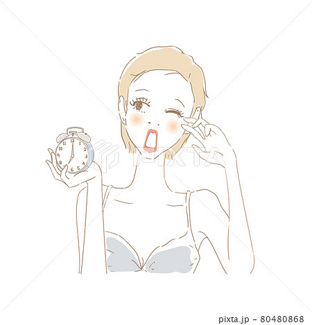 寝坊 かわいいのイラスト素材