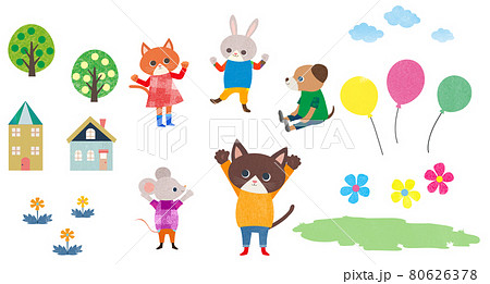 鼠 キャラクター 動物 擬人化のイラスト素材