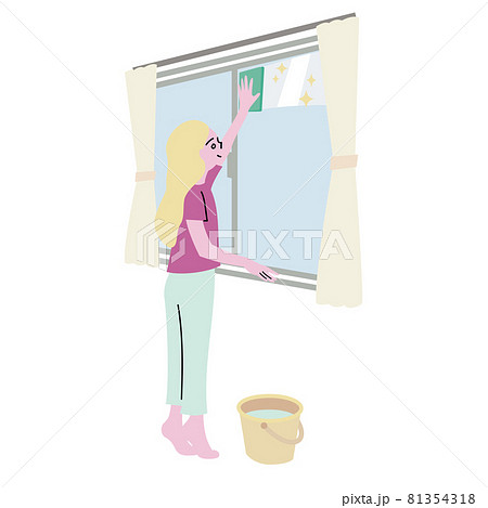 窓拭きのイラスト素材