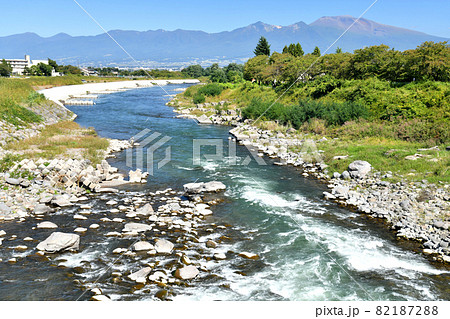 千曲川 風景 川 浅間山の写真素材 - PIXTA