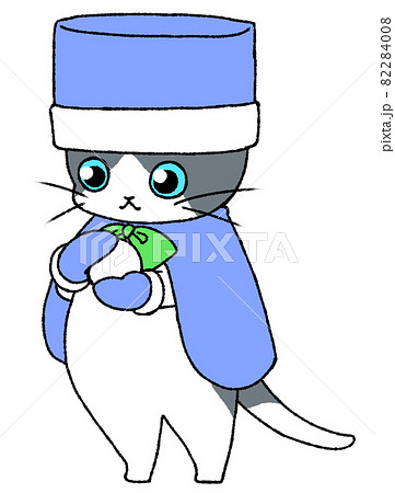 猫 擬人化 雪遊び イラストのイラスト素材