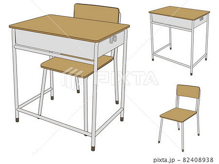 教室 学校 机 椅子 勉強 座るのイラスト素材