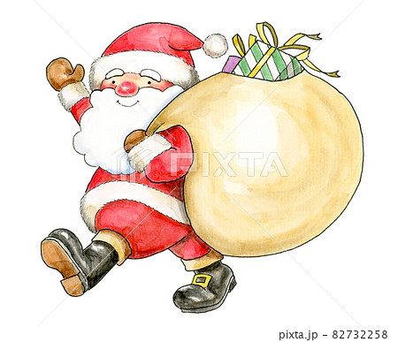 クリスマス サンタさん サンタクロース 水彩画のイラスト素材
