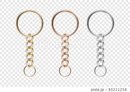 Blank square keychain with ring and chain for key Vector Image