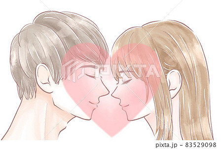 女の子 イラスト かわいい キスの写真素材