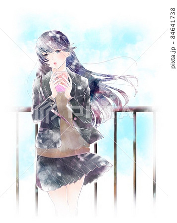 人物 片思い 恋愛 女の子のイラスト素材