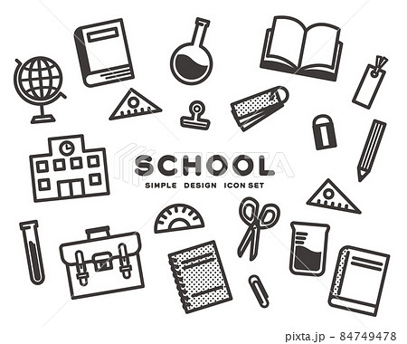 モノクロ 定規 三角定規 分度器のイラスト素材