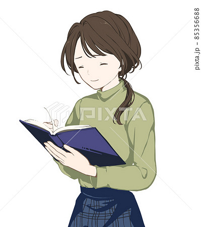 本を読む女性のイラスト素材