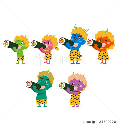 節分 かわいい イラスト 女の子 鬼の写真素材