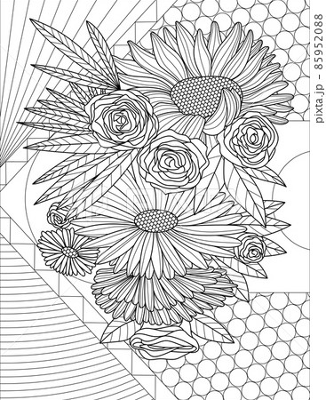 花 白黒 一輪のイラスト素材