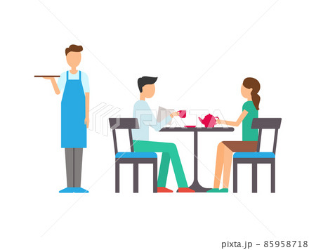 ウェイター 給仕人 レストラン 飲食店のイラスト素材