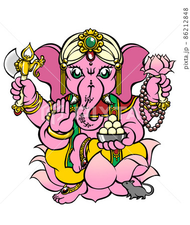 ガネーシャ インド ゾウ 神様のイラスト素材