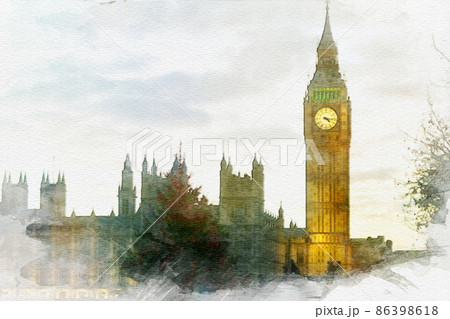 ロンドン イギリス uk 水彩のイラスト素材 - PIXTA