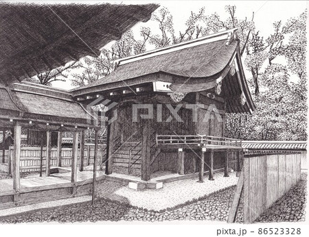 京都 下鴨神社 糺の森 イラストのイラスト素材 - PIXTA