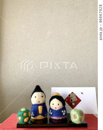 人形 ひな人形 ひな祭り 羊毛フェルト 和 おひなさまの写真素材 - PIXTA