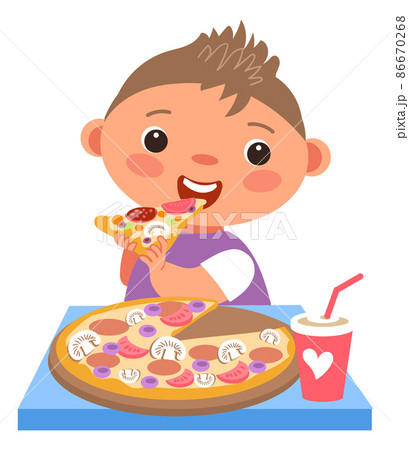 ピザ 食べるのイラスト素材