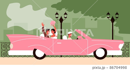 ウェディング 結婚 車 自動車のイラスト素材