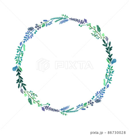 花 フレーム 植物 丸のイラスト素材