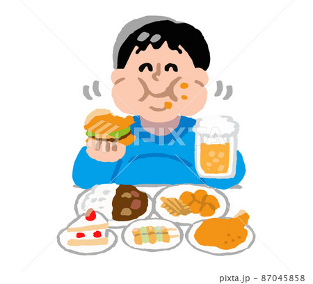 暴飲暴食のイラスト素材