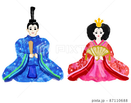 雛人形 おひなさま 筆描き 手書きのイラスト素材 - PIXTA