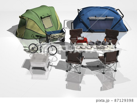 野外炊飯のイラスト素材