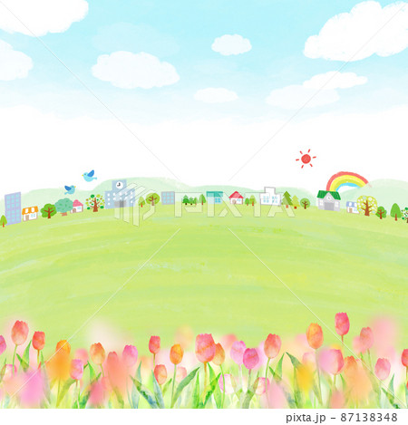 お花畑のイラスト素材 お花畑のイラスト素材