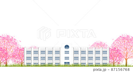 学校 校舎 小学校 かわいいのイラスト素材