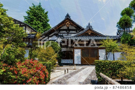 清水寺 もみじ 紅葉 秋のイラスト素材