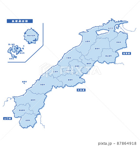 島根県地図のイラスト素材