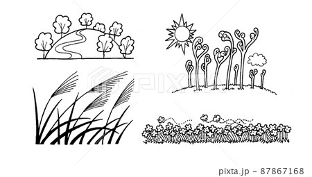 花 蝶 イラスト 白黒の写真素材