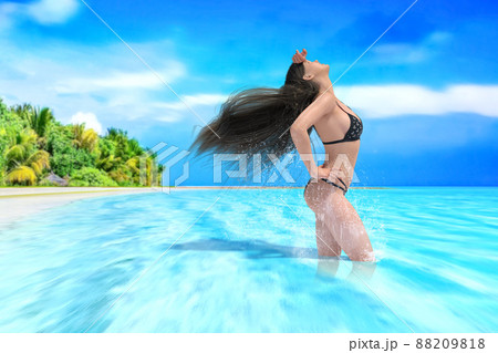 海 女性 水着 CGの写真素材 - PIXTA