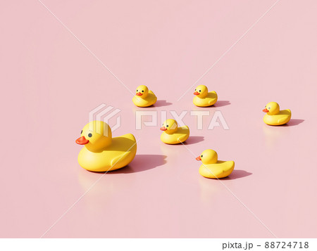アヒル 親子 イラスト かわいいの写真素材