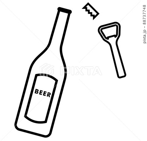 ビール 栓抜き 瓶ビール 瓶の写真素材
