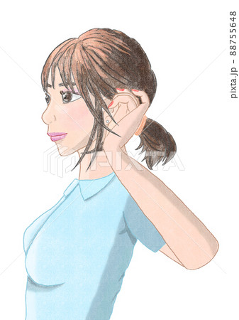 女性 髪 横顔のイラスト素材