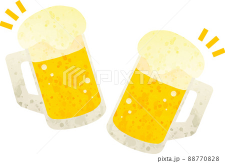 ビール ジョッキ 乾杯 手描きのイラスト素材