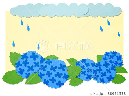 あじさい アジサイ 紫陽花 貼り絵のイラスト素材