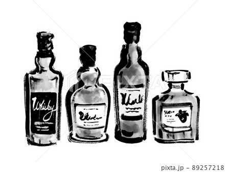 お酒 モノクロ 飲み物のイラスト素材