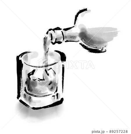 お酒 モノクロ 飲み物のイラスト素材