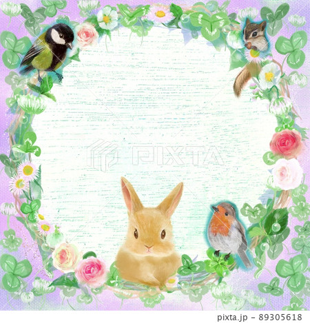 ♡四つ葉のクローバーで空の旅♡グレーねこ&うさぎ シーグラスアート うさぎ クローバー 動物 四つ葉のイラスト素材 - PIXTA