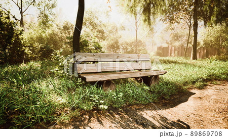 秋 公園 ベンチ イラストのイラスト素材