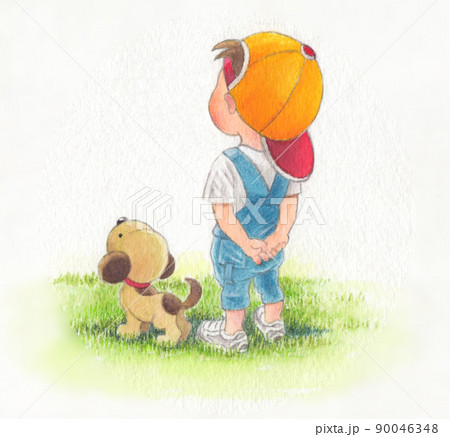 男の子後姿のイラスト素材