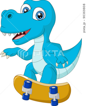 スケボー スケートボード 恐竜 ティラノサウルスのイラスト素材 - PIXTA