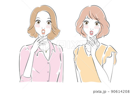 目を見開く びっくりのイラスト素材