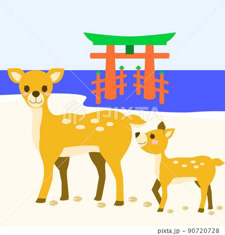 奈良鹿のイラスト素材